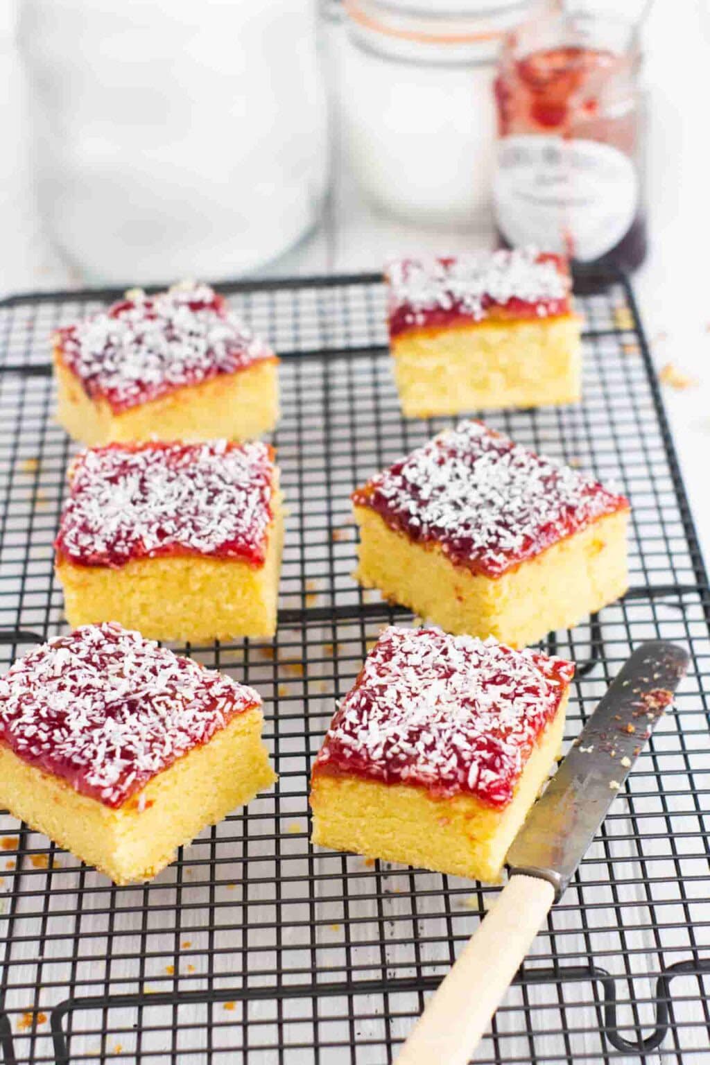 Jam & Coconut Cake | TOTTENHAM CAKE | Dairy or Vegan | Tray Bake | Postal Cakes | THE HAPPY BAKERY CO.