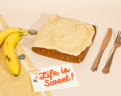 Homemade Banana Bread Loaf | Great Taste Award Winning | Walnut & butterscotch frosting | THE HAPPY BAKERY CO.