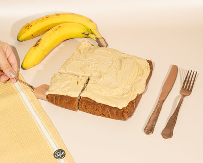 Homemade Banana Bread Loaf | Great Taste Award Winning | Walnut & butterscotch frosting | THE HAPPY BAKERY CO.