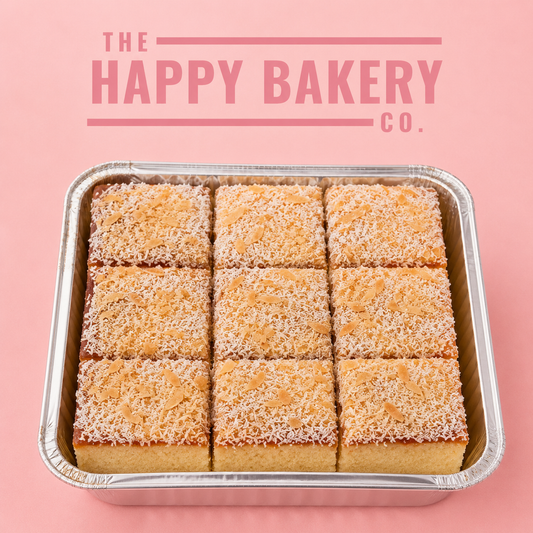 Jam & Coconut Cake | TOTTENHAM CAKE | Dairy or Vegan | Tray Bake | Postal Cakes | THE HAPPY BAKERY CO.