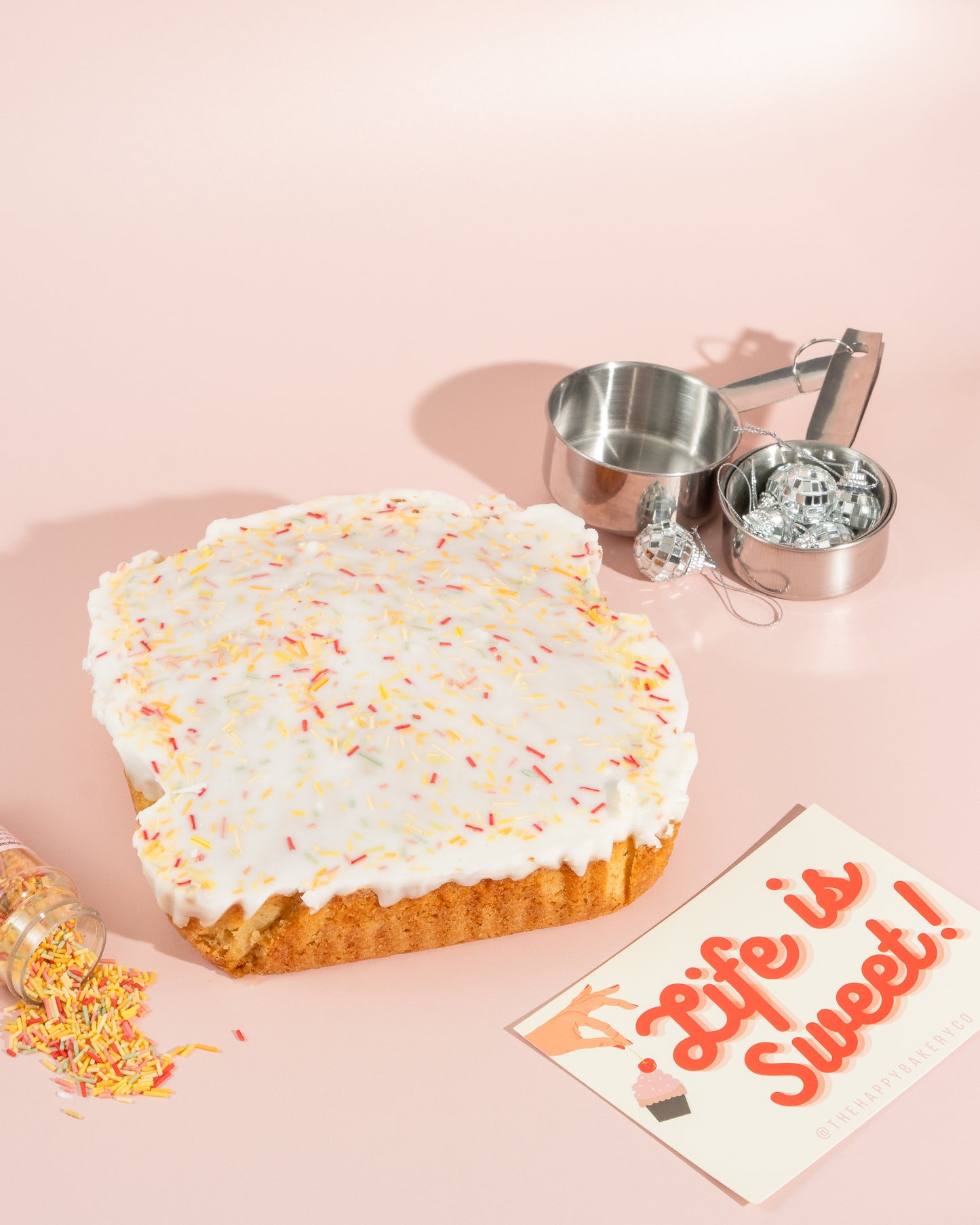 Old School Sprinkle Cake | Tray Bake Gift | Postal Bakes Cakes Treats | Dairy and Vegan options | THE HAPPY BAKERY CO.